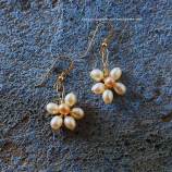 DIY handmade earrings fresh water pearl flowers