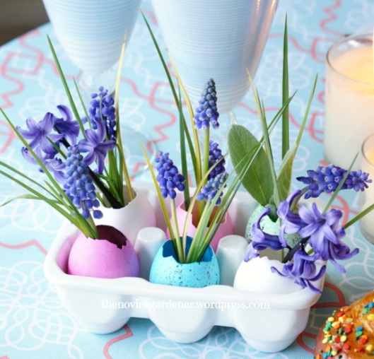 flower arrangements in eggshells